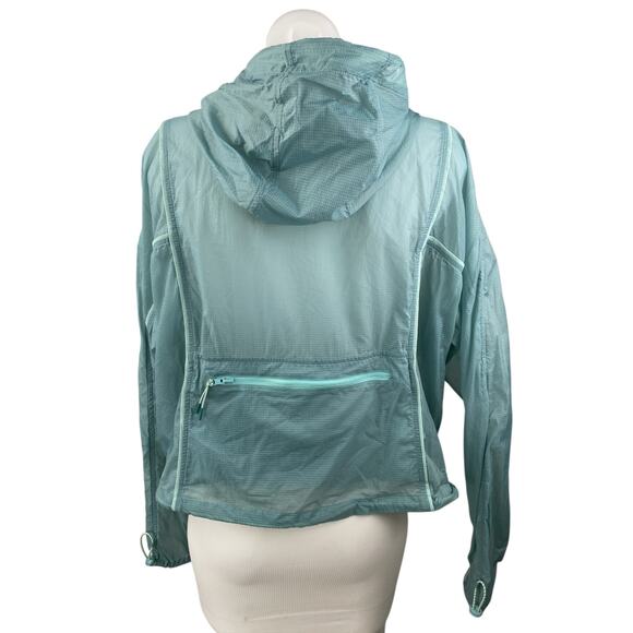 Outdoor Voices Blue Long Sleeve Activewear Hoodie Windbreaker Coat Jacket Sz L - Picture 2 of 3